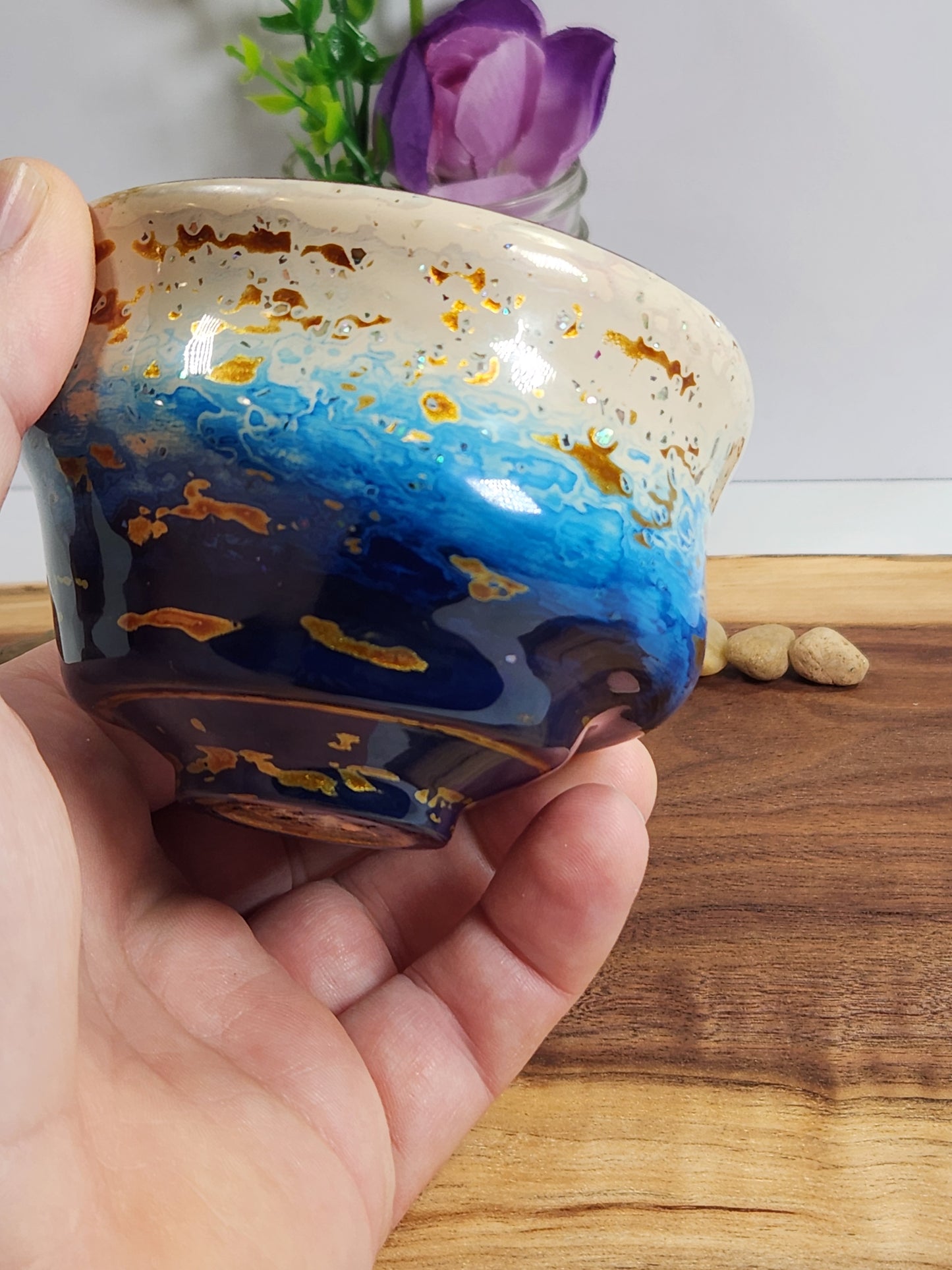 Daqi Sleeping Dragon Artisan Tea Bowl – Red Blue and Gold Glaze