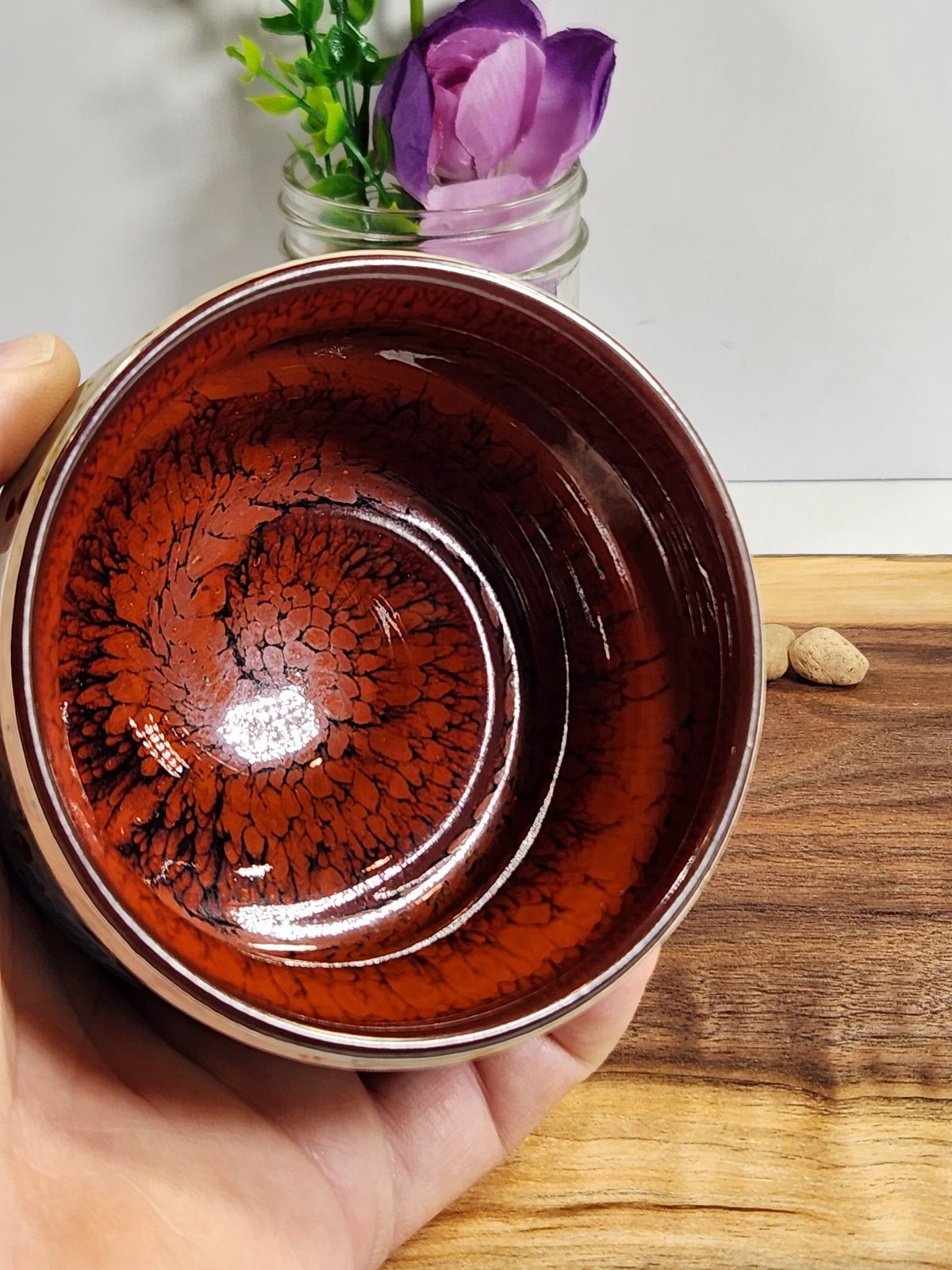 Daqi Sleeping Dragon Artisan Tea Bowl – Red Blue and Gold Glaze