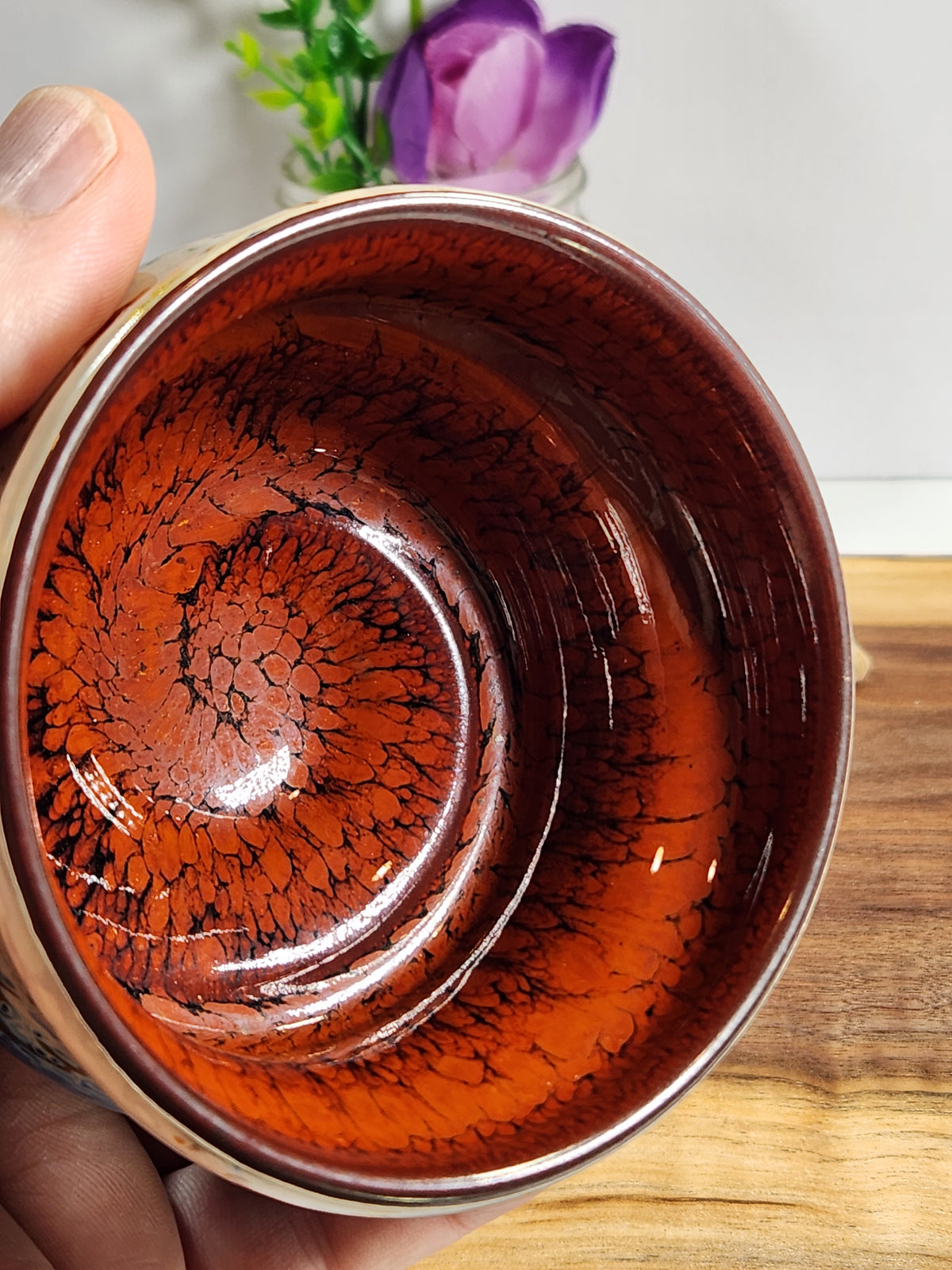 Daqi Sleeping Dragon Artisan Tea Bowl – Red Blue and Gold Glaze