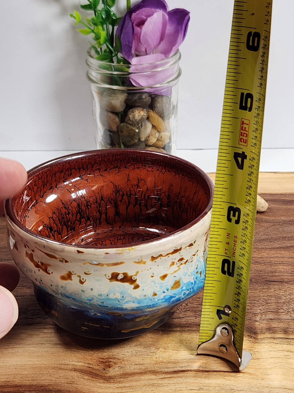 Daqi Sleeping Dragon Artisan Tea Bowl – Red Blue and Gold Glaze