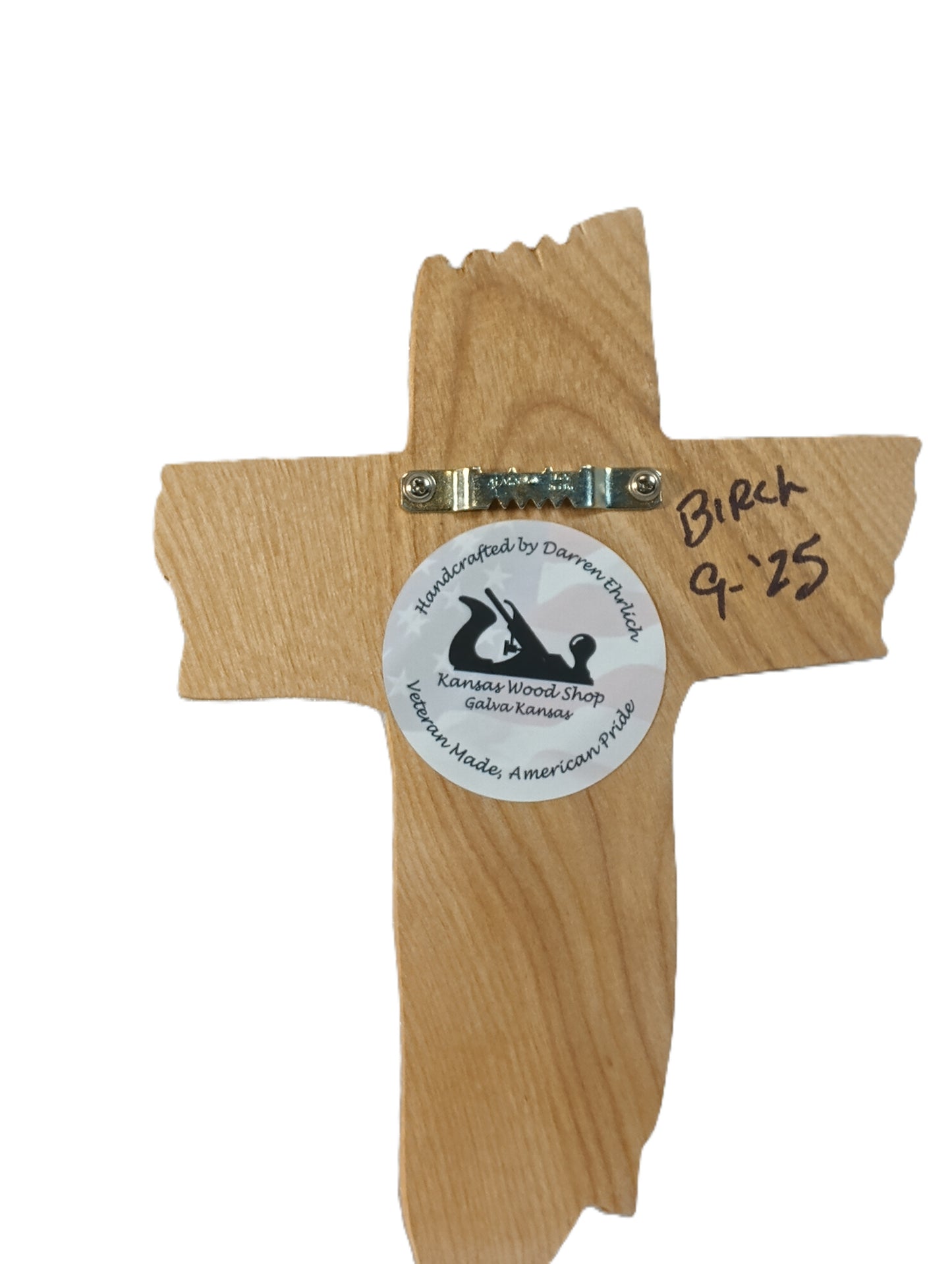 Rustic Wood Cross, Handcrafted, Maple/Birch Veteran Made, American Pride