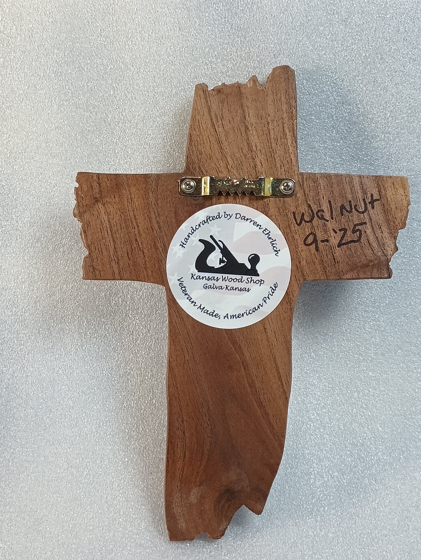 Rustic Wood Cross, Handcrafted, Walnut Veteran Made, American Pride